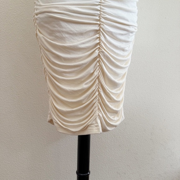 Endless Rose Ruched Bodycon Midi Dress In Cream Small - Picture 4 of 7